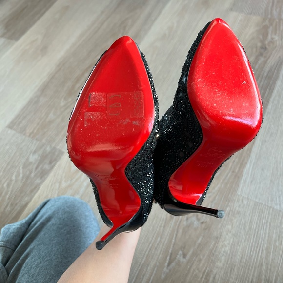 Christian Louboutin NEW ALL OVER CRYSTAL ANKLE BOOT BLACK - Picture 6 of 7